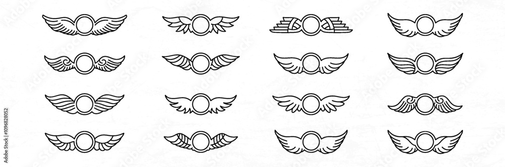 set of line wing decorated element vector design illustration set of line wing decorated element vector design illustration