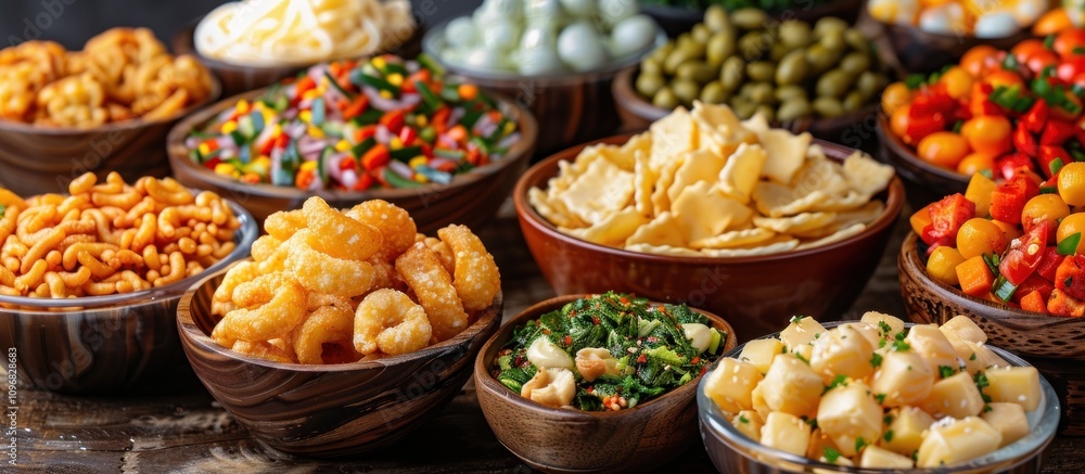 Assortment of Savory Snacks and Appetizers Assortment of Savory Snacks and Appetizers
