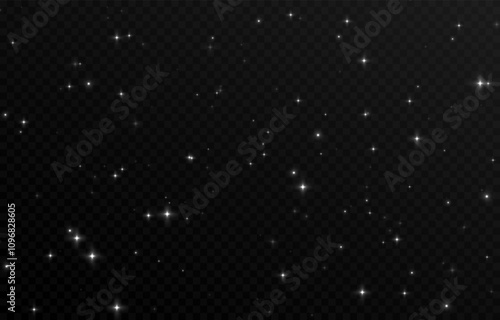 Vector space stars png. Glowing stars on transparent background. Space star background.