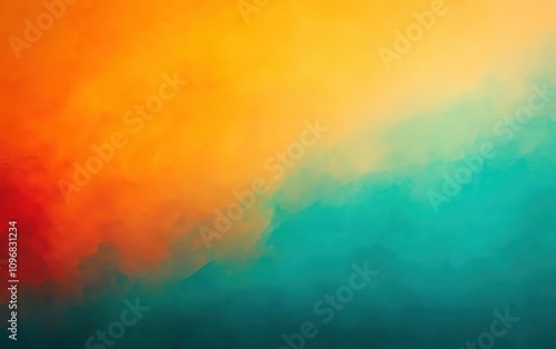 A vibrant abstract gradient with warm orange and cool teal hues blending smoothly.