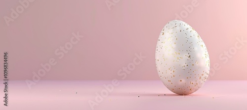 Elegant Minimalistic Easter Banner with White Egg on Soft Pink Background for Promotional Design photo