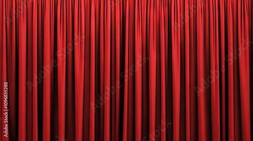 Draped Red Solid Background Curtains with Luxurious Texture. Perfect for Elegant Presentation or Artistic Layout Designs