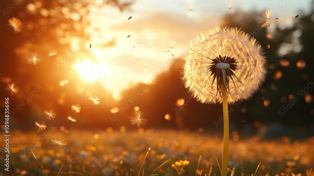 Golden Hour Dandelion Wishes: A Sunset Serenade of Seeds Golden Hour Dandelion Wishes: A Sunset Serenade of Seeds
