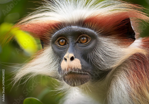 Close up of a Zanzibar Red Colobus Monkey photo