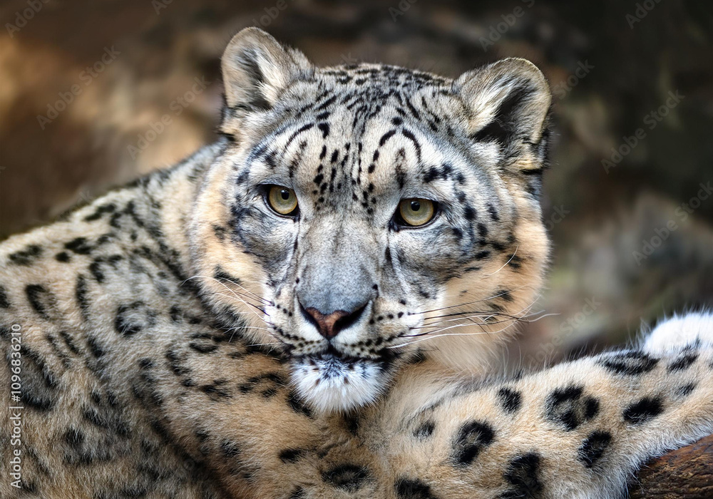 Close of a Snow Leopard in natural habitat Close of a Snow Leopard in natural habitat