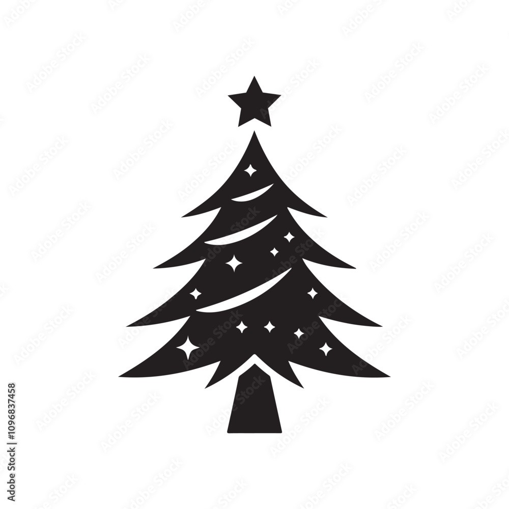 Fototapeta premium Christmas tree vector arts silhouette