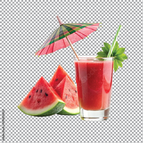 Watermelon juice glass isolated on transparent background