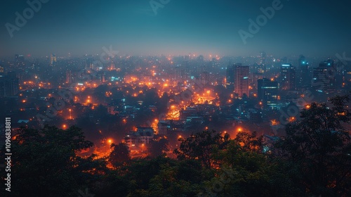 Night Cityscape: A Breathtaking Panorama of Medell?n's Illuminated Skyline photo