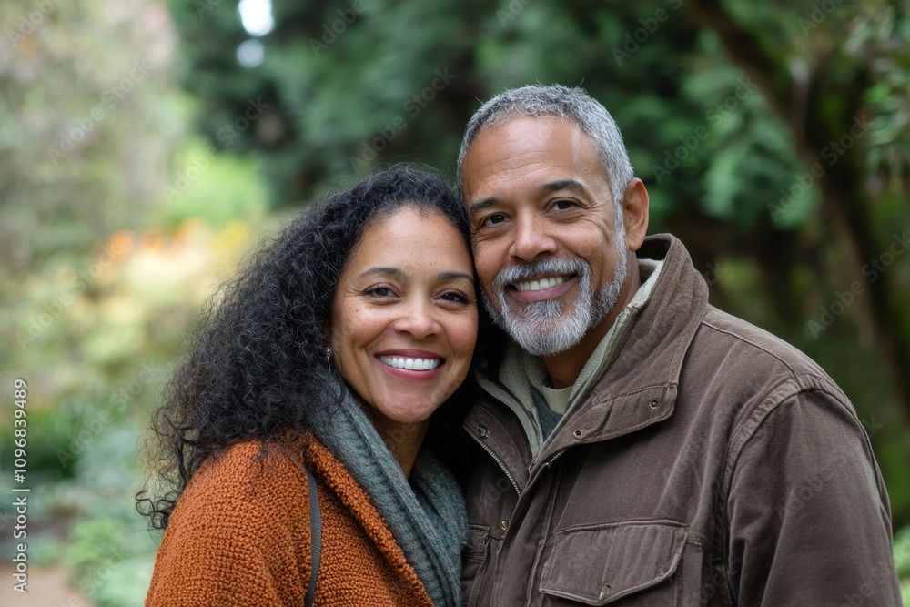 A man and woman are smiling for the camera A man and woman are smiling for the camera