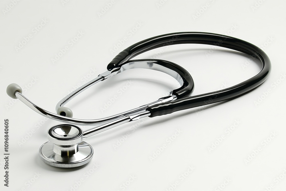 Professional Stethoscope on Clean White Desk Professional Stethoscope on Clean White Desk