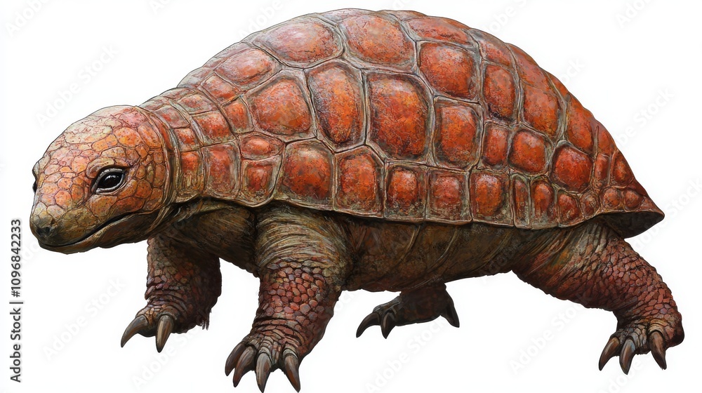 Fototapeta premium Ancient tortoise with textured shell, showcasing unique features