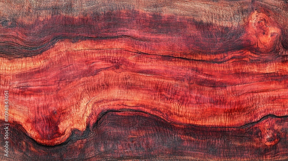 Naklejka premium Rich Red Wood Texture with Intricate Grain Patterns and Depth