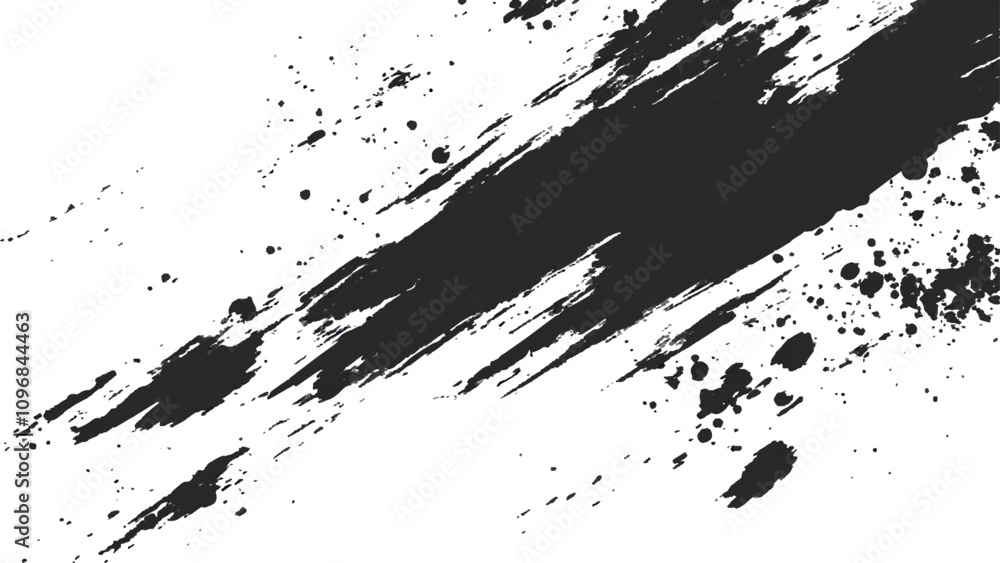 Vector black and white with grunge style, scratch and texture elements for design. abstract black and white brush strokes on a canvas with Black ink texture.