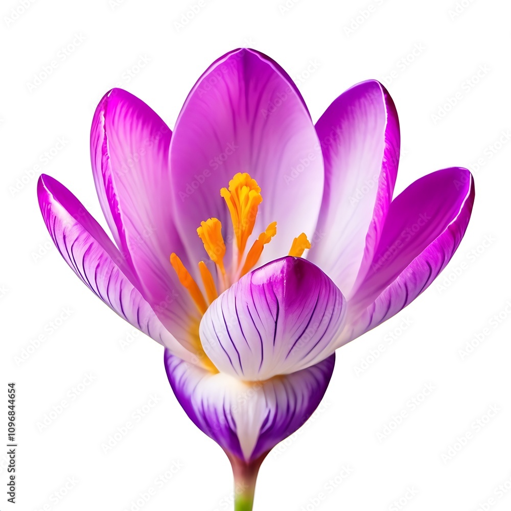 Crocus flower as a logo on a white background, magenta colors isolated on white background , no text Crocus flower as a logo on a white background, magenta colors isolated on white background , no text