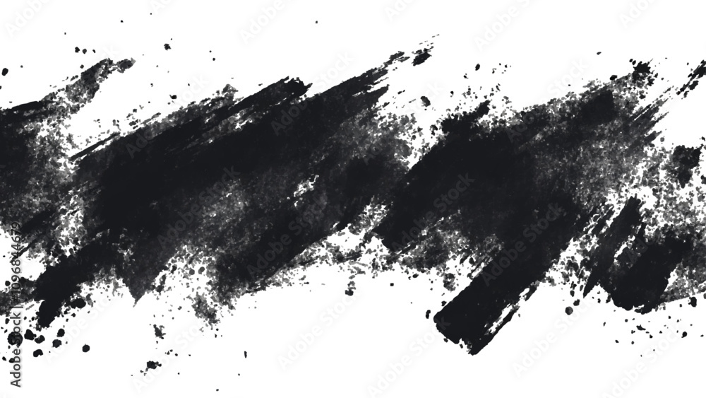 Obraz premium Vector black and white with grunge style, scratch and texture elements for design. abstract black and white brush strokes on a canvas with Black ink texture.