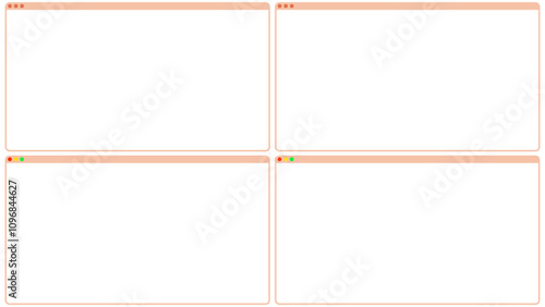 PCウィンドウ タイプ5 オレンジUIセット (macOS風, iMac風カラー ,ai形式)