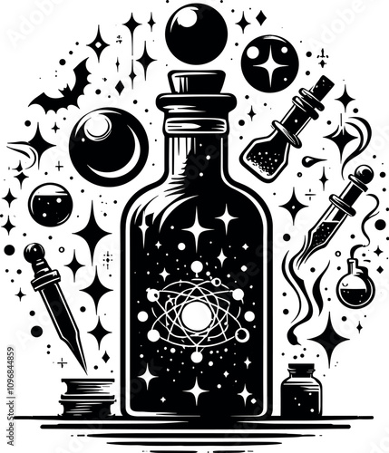 Potion Bottle Vector Black Silhouette Cricut Design for T-Shirt