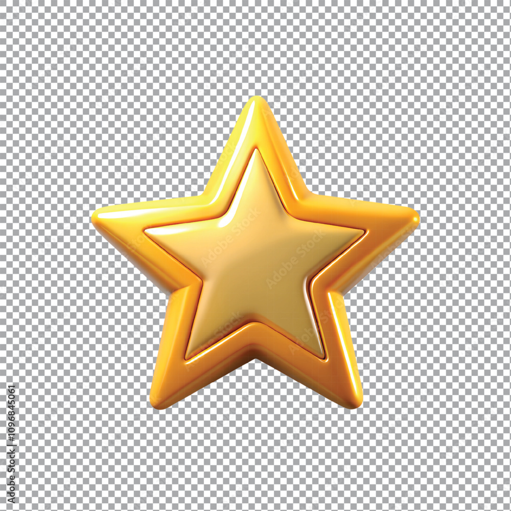 Fototapeta premium 3D star winner rating review icon sign or symbol on transparent background
