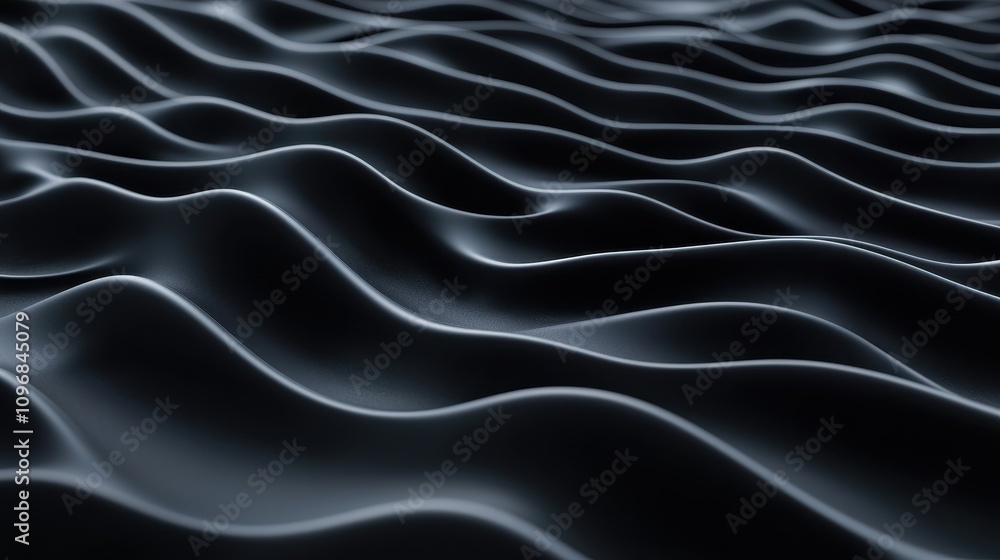 Obraz premium Abstract image of smooth, flowing waves in deep tones, creating a serene, undulating effect that evokes a sense of calm and depth.