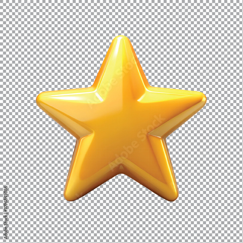 3D star winner rating review icon sign or symbol on transparent background