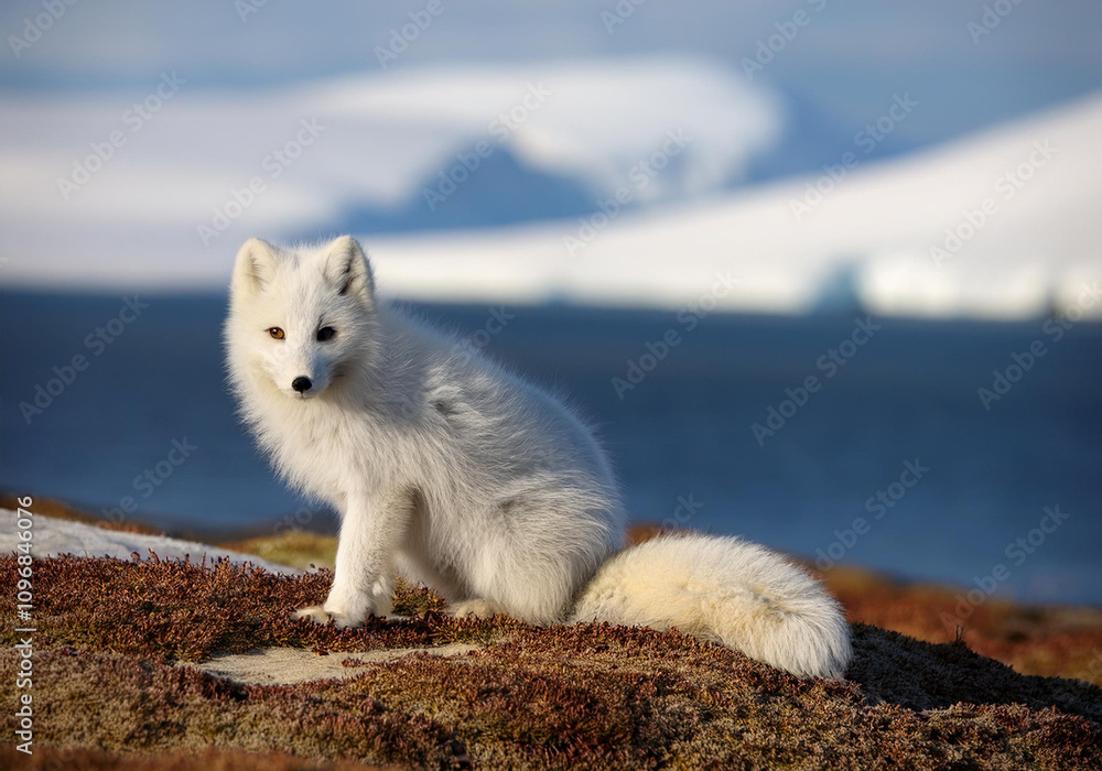Fototapeta premium Polar fox in arctic landscape