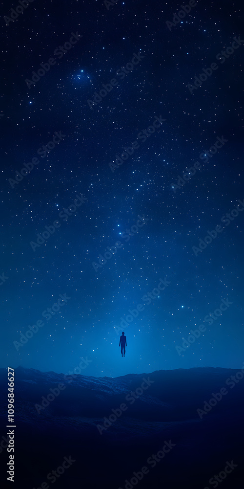 Fototapeta premium Astronauta flutuando em um fundo espacial estrelado