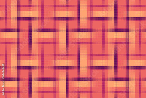 Rich vector fabric texture, shape seamless plaid textile. Industrial tartan pattern check background in red and orange colors.