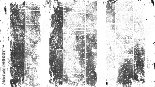 Vector white and black newspaper paper grunge vintage old aged texture. Vintage grunge newspaper collage background. Newspaper with old grunge vintage unreadable paper texture background.	
