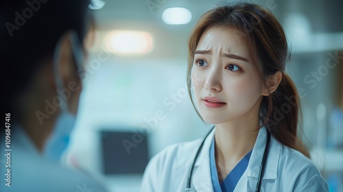 Beautiful woman doctor feel happy