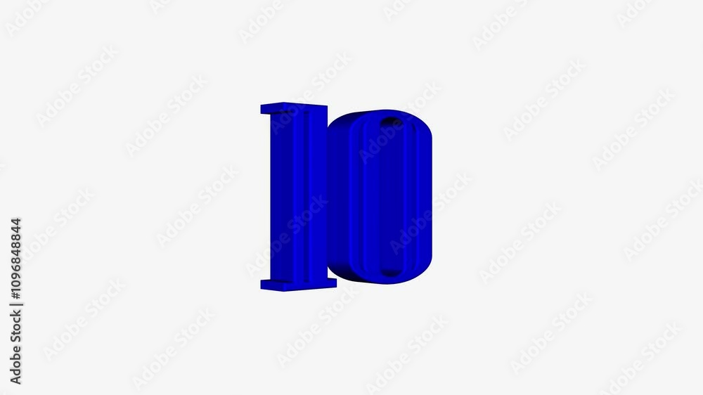Bright number ten blue color animation on white background. Bright number ten blue color animation on white background.