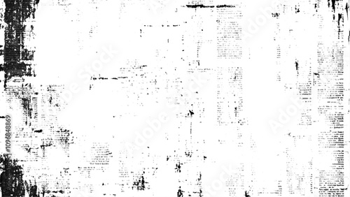 Vector white and black newspaper paper grunge vintage old aged texture. Vintage grunge newspaper collage background. Newspaper with old grunge vintage unreadable paper texture background.	
