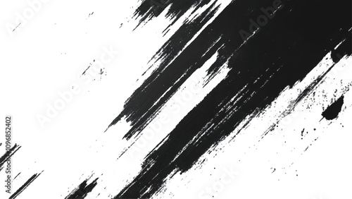 Abstract Grunge Splatter Line Pattern on white and transparent background. Dynamic black paint strokes on a white background, Abstract grunge texture of black paint. A layer for use in design.