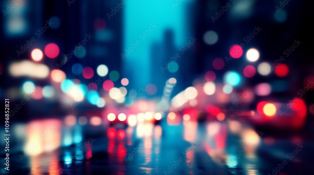 Urban night scene with blurred traffic lights. Urban night scene with blurred traffic lights.