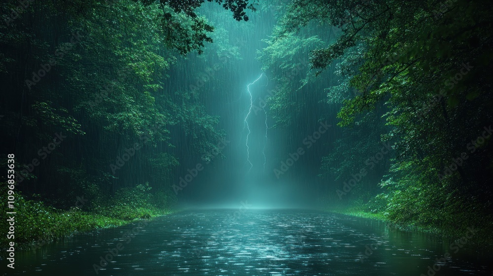 Mystical Forest River During a Storm Mystical Forest River During a Storm