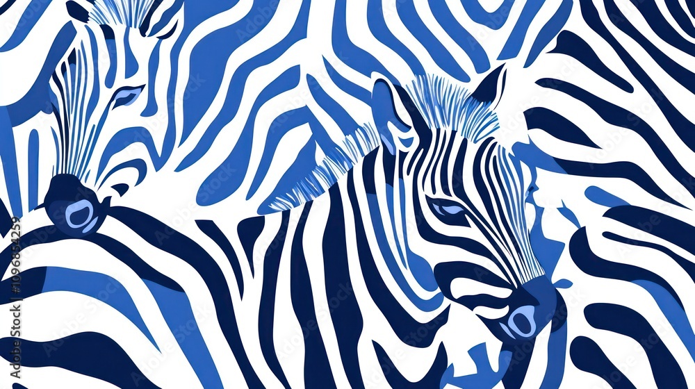 Blue and white zebra stripes a simple vector graphics