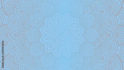 Round mandala on dreamy peach fuzz gradient background. Translucent mesh pattern in the form of a mandala. Mandala with floral patterns.Gradient background with round mandala.Vishal 