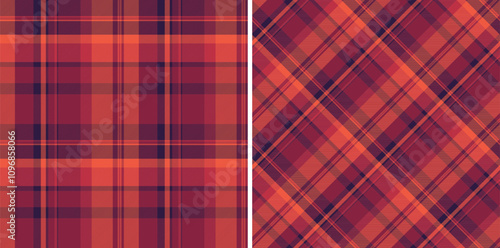 Check background textile of seamless vector pattern with a texture fabric plaid tartan. Set in dark colors. Bed sheet designs for the bedroom.