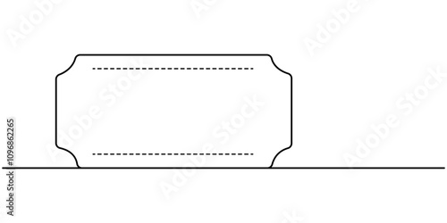 Continuous one line drawing cinema ticket. Vintage cinema ticket isolated on a white background. Vector illustration, Cinema tickets seamless texture for your background with trendy line art style.