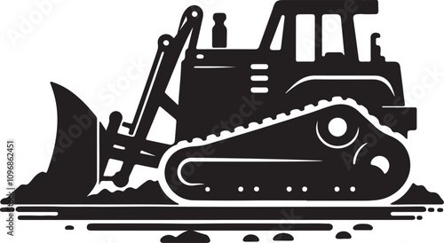 Bulldozer logo silhouette vector art illustration