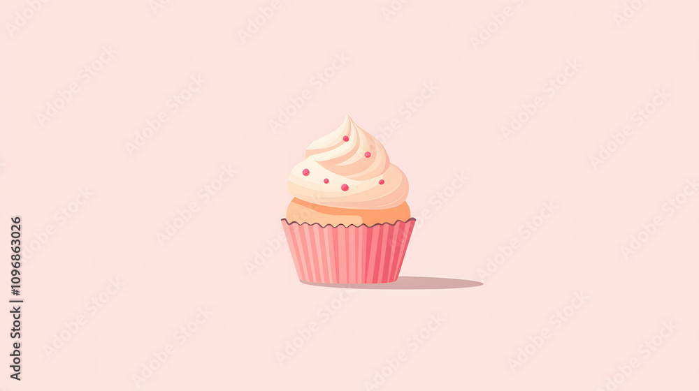 A minimalist birthday card design with a pastel background and a single cupcake illustration. A minimalist birthday card design with a pastel background and a single cupcake illustration.