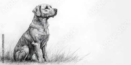 A Yellow Labrador Retriever Sits In The Grass