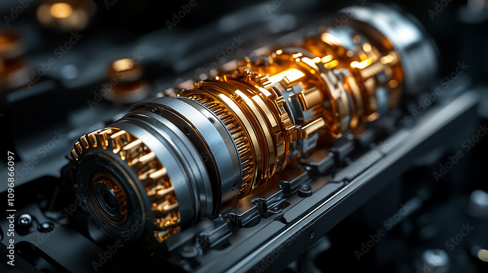Close-up of the intricate mechanism of an automatic car gearbox showcasing gears, precision, and mechanical components working in harmony for smooth gear transitions and efficient vehicle performance Close-up of the intricate mechanism of an automatic car gearbox showcasing gears, precision, and mechanical components working in harmony for smooth gear transitions and efficient vehicle performance