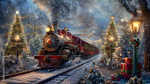 Christmas Train in Winter Wonderland