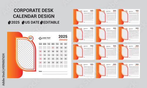 A Corporate Vector US Date  Desk Calendar2025 Design