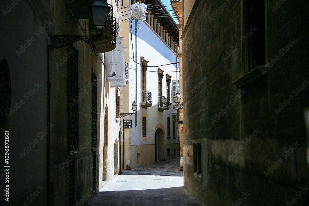 narrow alley at the old street in Mallorca Island narrow alley at the old street in Mallorca Island
