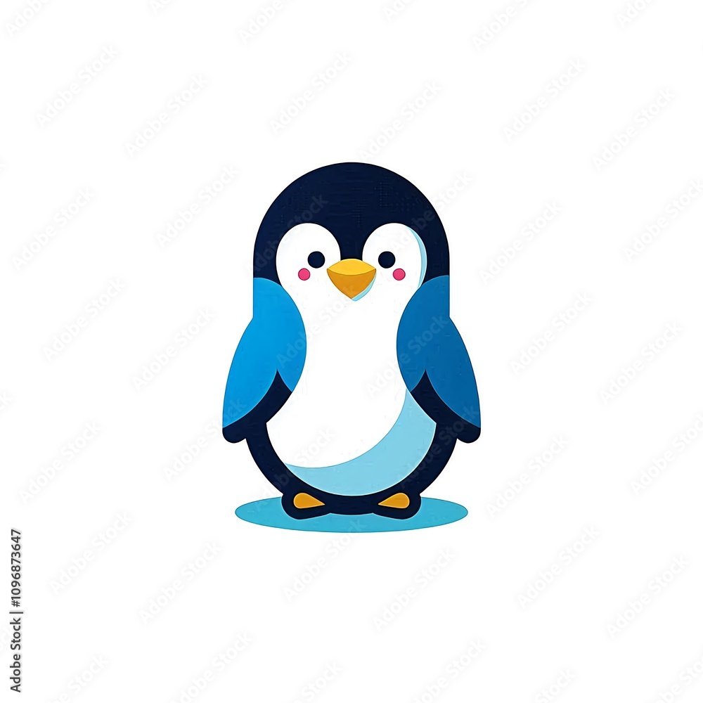 Obraz premium Simple, minimalist, and colorful penguin illustration on a white background. Suitable for logo or icon use.