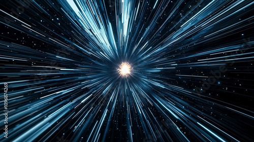 Dynamic Hyperspace Scene with an Energy-Filled Tunnel