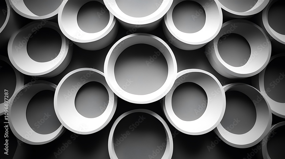 Abstract background of overlapping white and grey circles. Abstract background of overlapping white and grey circles.