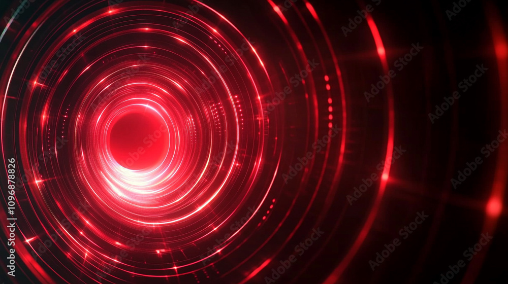 Obraz premium dynamic swirl of red neon light curves gracefully against a dark background creating a sense of motion and energy glowing lines symbolize technology innovation and the vibrant pulse of modern life