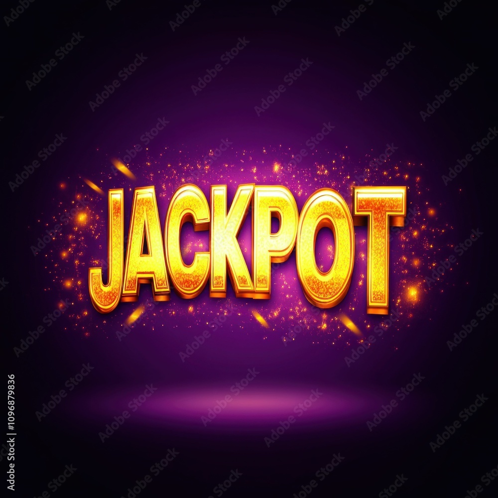 Golden Jackpot Text with Vibrant Sparkling Effects